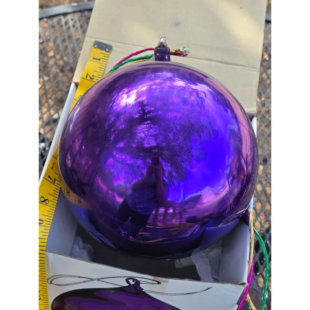 Purple Mercury Glass Medium Ball Christmas Ornament with Box 6 Inch Diameter
